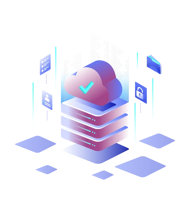 Ilustración de servidores y nube para Odoo