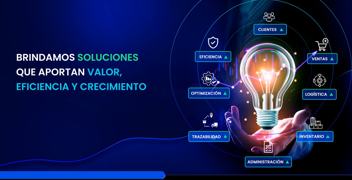 Brindamos soluciones que aportan valor, eficiencia y crecimiento: clientes, ventas, logística, inventario, administración, trazabilidad, optimización y eficiencia